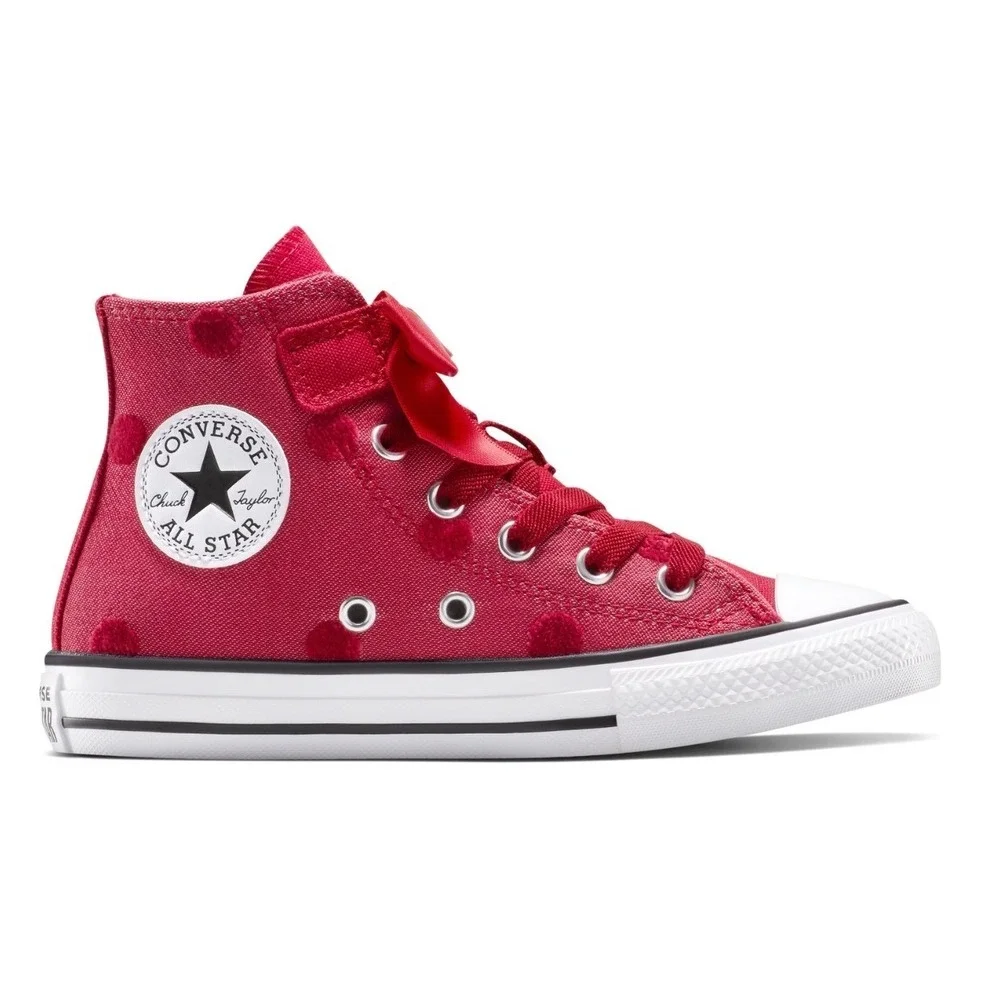 Converse Chuck Taylor All Star Polka Dots & Bow Easy On Red High Top Infant 9C